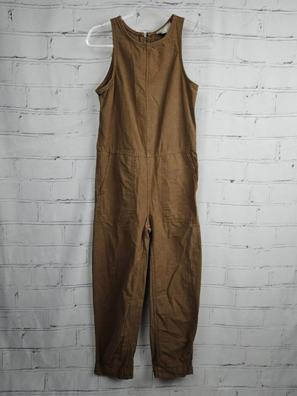 Everlane Romper Womens XS 00 Utility Brown Organic Cotton Linen Jumpsuit